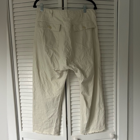 THE GREAT. Frayed Ranger Raw Hem Cropped Pant Cream 29 - Picture 5 of 8